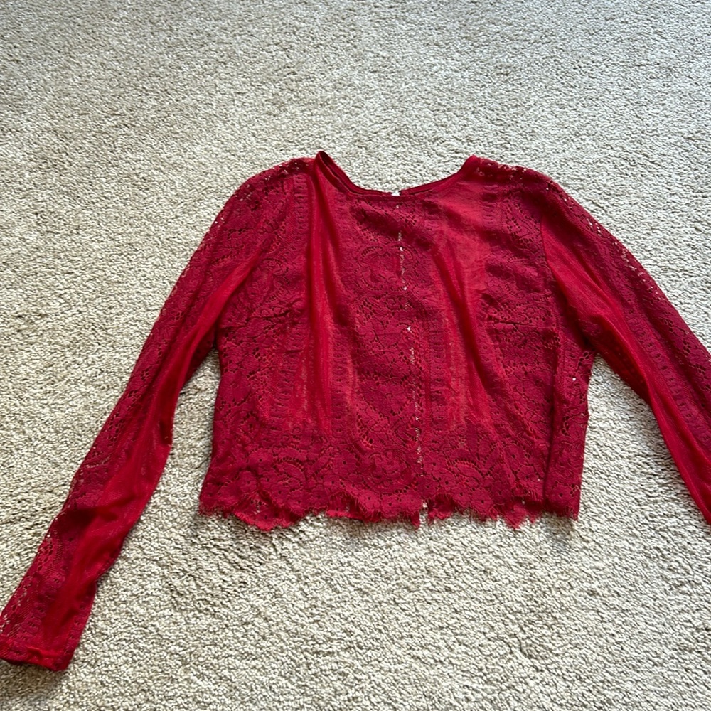 Red mesh top